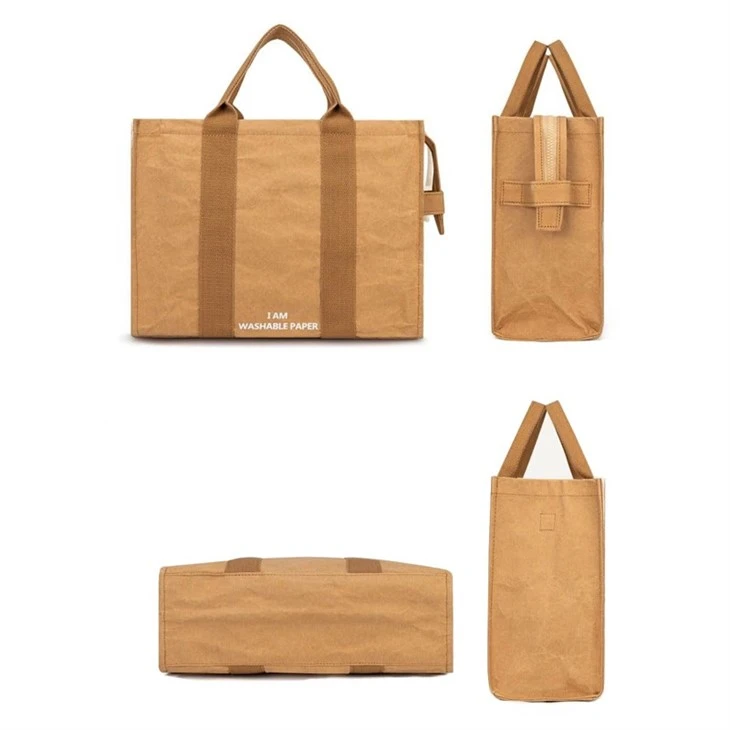 Sustainable and Eco Friendly Washable Kraft Paper Tote Bag (4)